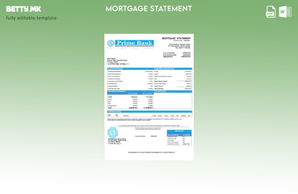 модерен стил на изводот за хипотека на Kenya Prime Bank Шаблон за Word и PDF